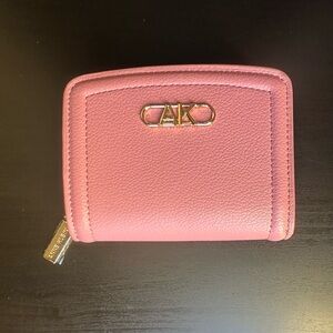 AK Anne Klein Pink Classic Zip Side Snap Wallet EUC